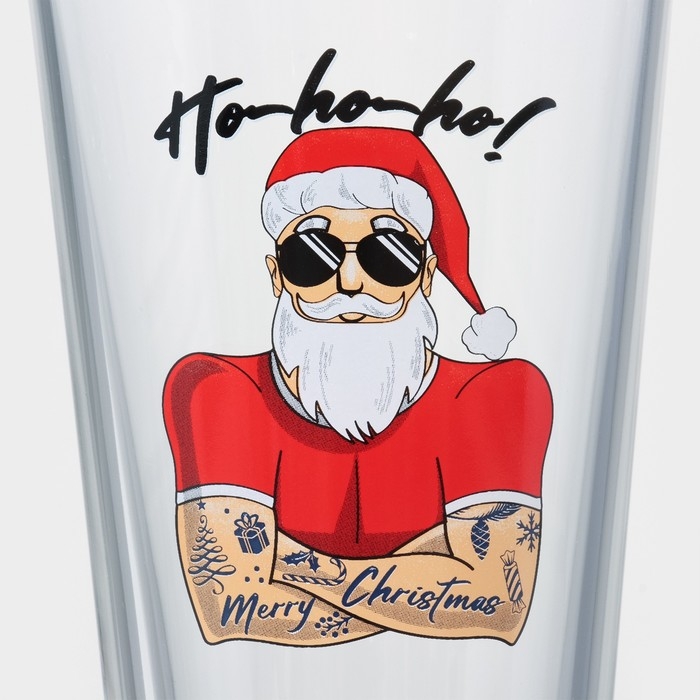 Стакан стеклянный высокий «Коник. Хипстер Дед Мороз», 570 мл, микс Стакан стеклянный высокий «Коник. Хипстер Дед Мороз», 570 мл, микс