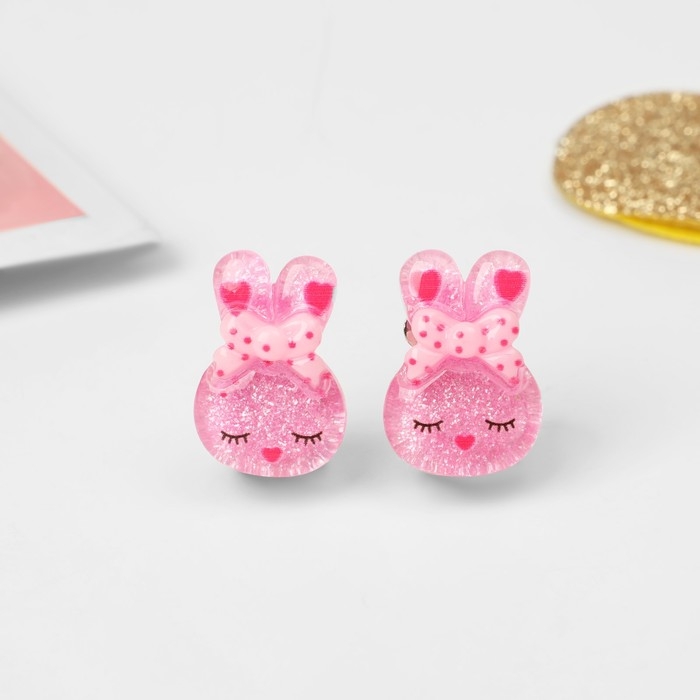 Клипсы детские «Выбражулька» зайка, цвет розовый Клипсы детские «Выбражулька» зайка, цвет розовый