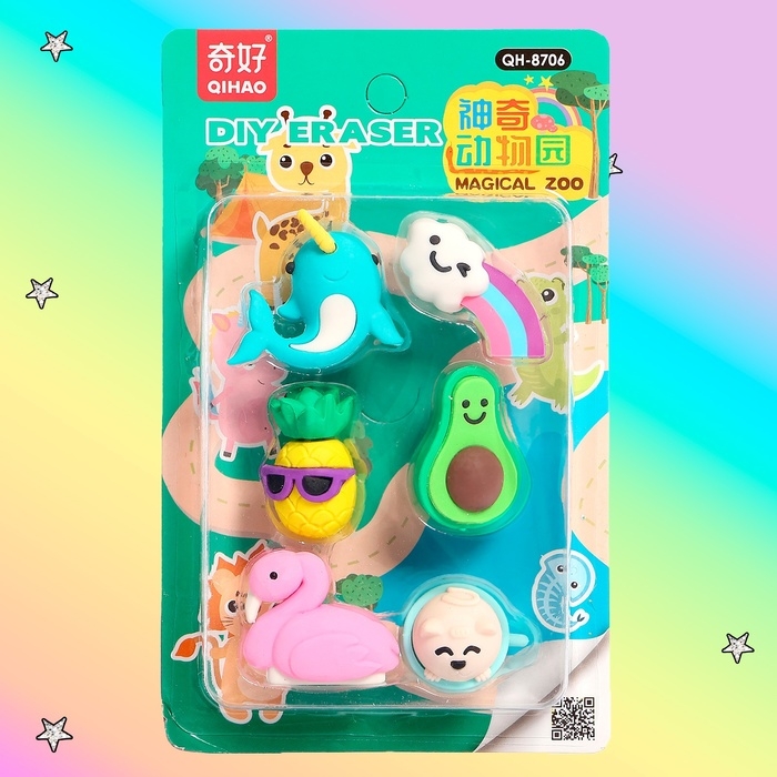 Игровой набор ластиков «Яркие краски», 6 шт., МИКС Игровой набор ластиков «Яркие краски», 6 шт., МИКС