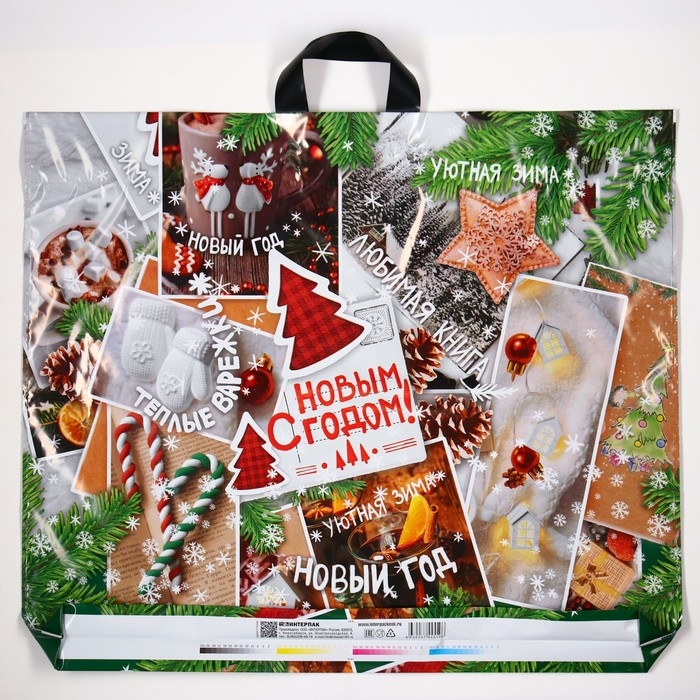 Новый год. Пакет "Время чудес", полиэтиленовый с петлевой ручкой, 60х50 см.