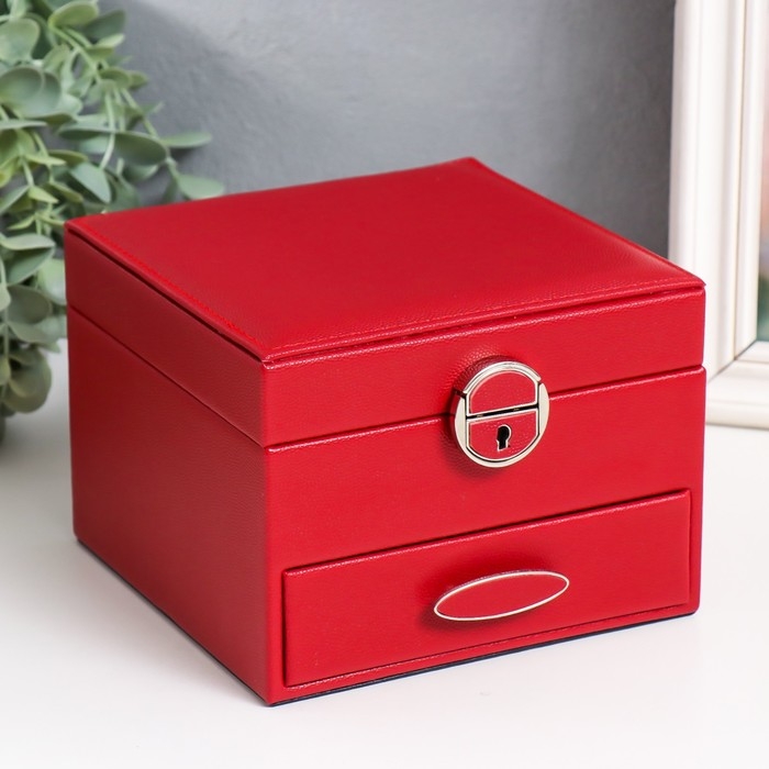 Шкатулка кожзам для украшений  Шкатулка кожзам для украшений "Алые паруса" 16х16х11,8 см