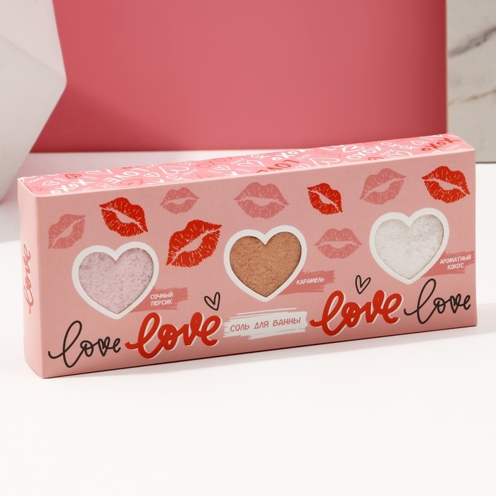 Подарочный набор косметики Love, соль для ванны 3 х 100 г, ЧИСТОЕ СЧАСТЬЕ Подарочный набор косметики Love, соль для ванны 3 х 100 г, ЧИСТОЕ СЧАСТЬЕ