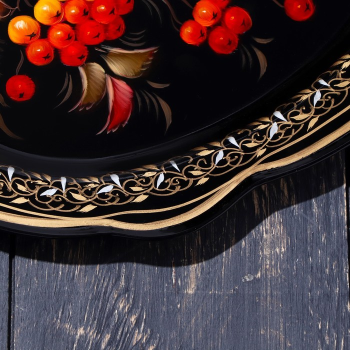 Поднос жостовский , 30х23 см, малый, овал Поднос жостовский , 30х23 см, малый, овал