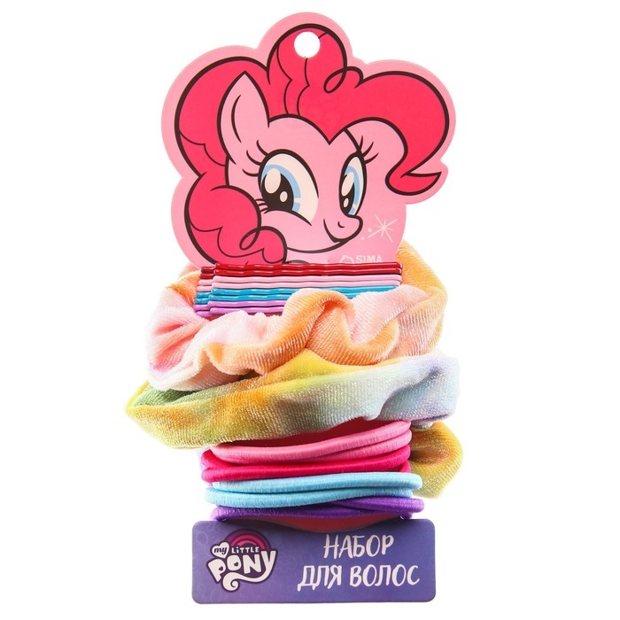 Набор аксессуаров для волос, невидимки 8 шт, резинки 10 шт, Набор аксессуаров для волос, невидимки 8 шт, резинки 10 шт, "Пинки пай", My Little Pony