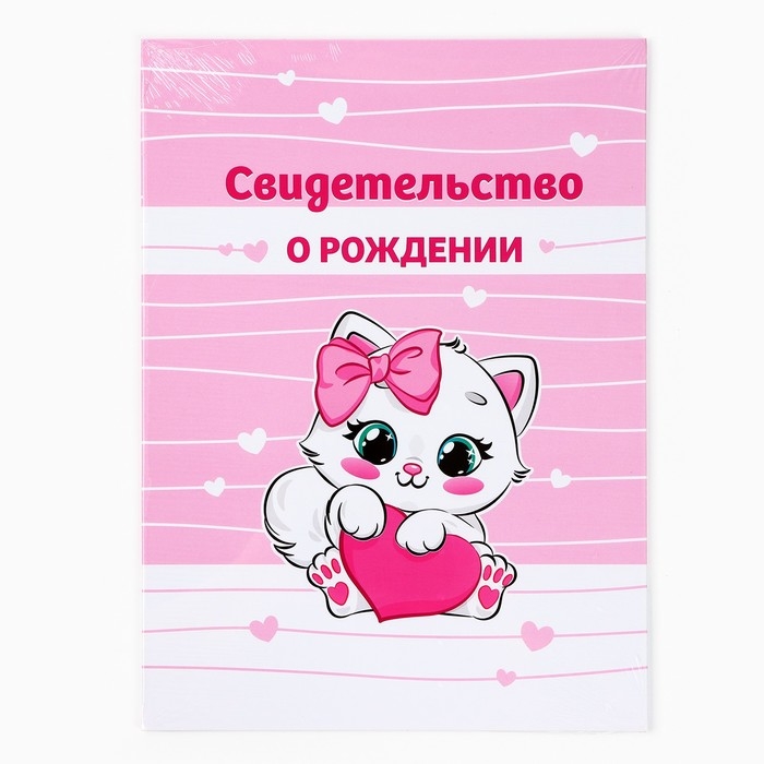Папка для свидетельства о рождении  Папка для свидетельства о рождении "Наша малышка", розовая для девочки, 23,1х30,7см