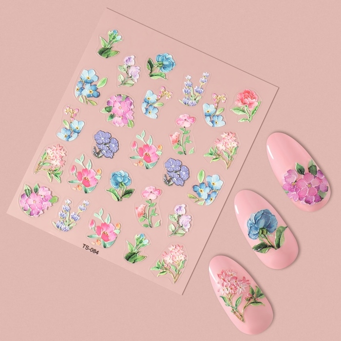 Наклейки для ногтей «Цветочный сад», объёмные, разноцветные Наклейки для ногтей «Цветочный сад», объёмные, разноцветные