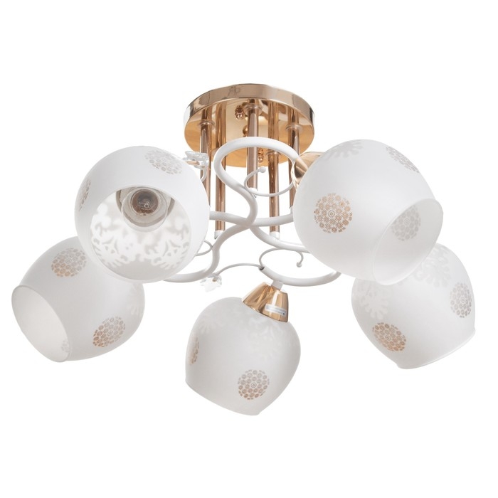 Люстра Люстра "Оливия" 5х60Вт Е27 Золото, белый 52х52х28см