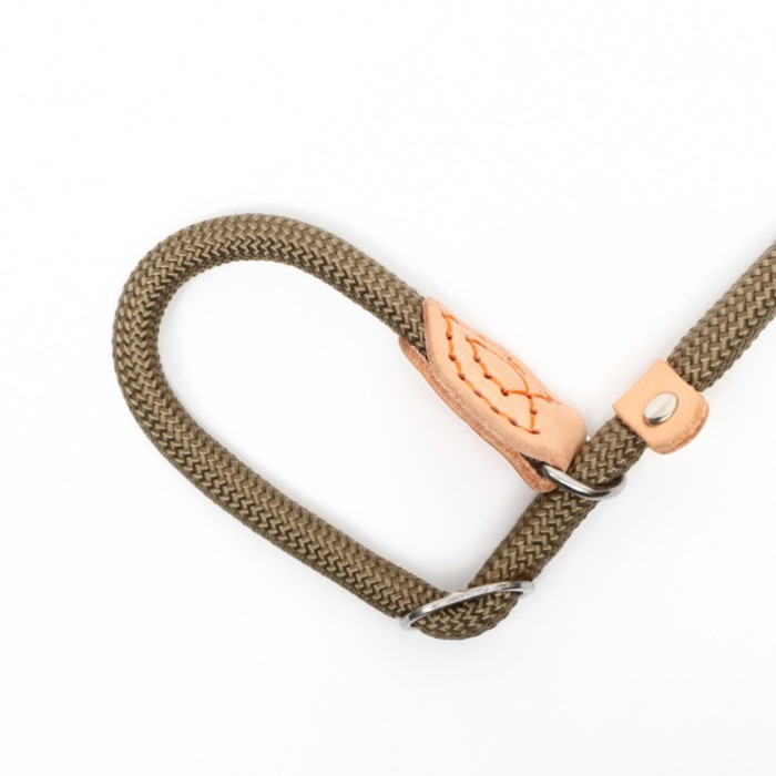 Поводок-удавка 150 х 1 см, полиэстер и натуральная кожа, бежевый Поводок-удавка 150 х 1 см, полиэстер и натуральная кожа, бежевый