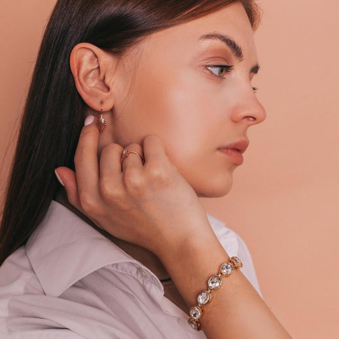 Серьги «Листочек» малый, розовое золочение