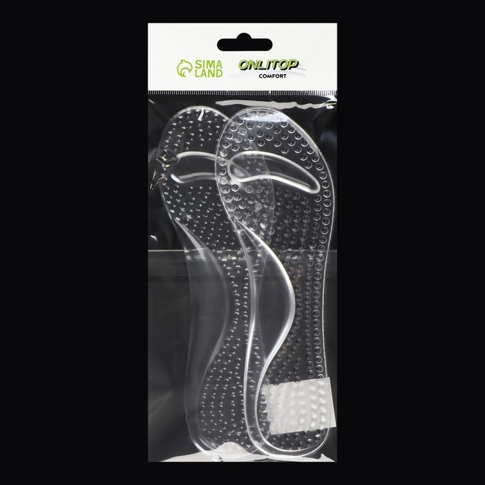 Полустельки для обуви, с супинатором, амортизирующие, массажные, на клеевой основе, силиконовые, 20,5 × 7,5 см, пара, цвет прозрачный