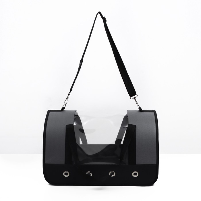 Сумка-переноска с окном  Сумка-переноска с окном "Панорамная", 46 х 28,5 х 30 см, серая