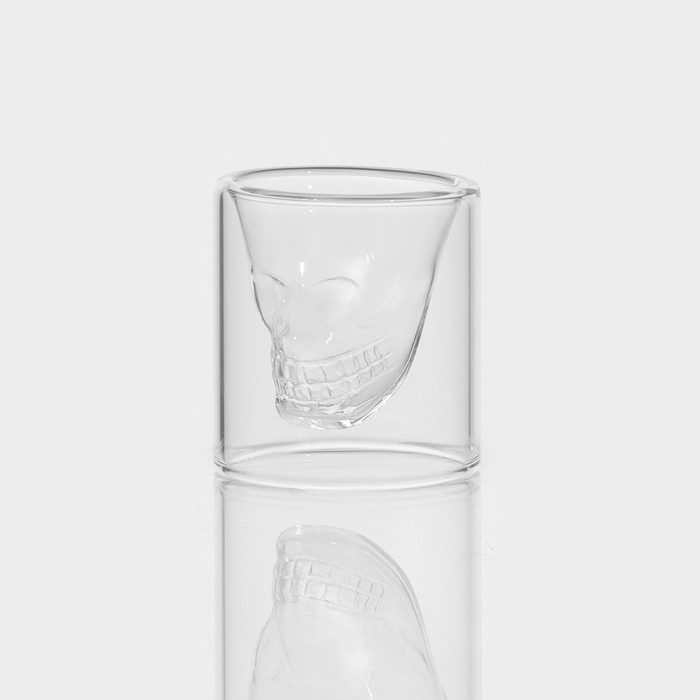 Стопка - шот стеклянный с двойными стенками «Череп», 35 мл, 4,5×5,2 см Стопка - шот стеклянный с двойными стенками «Череп», 35 мл, 4,5×5,2 см