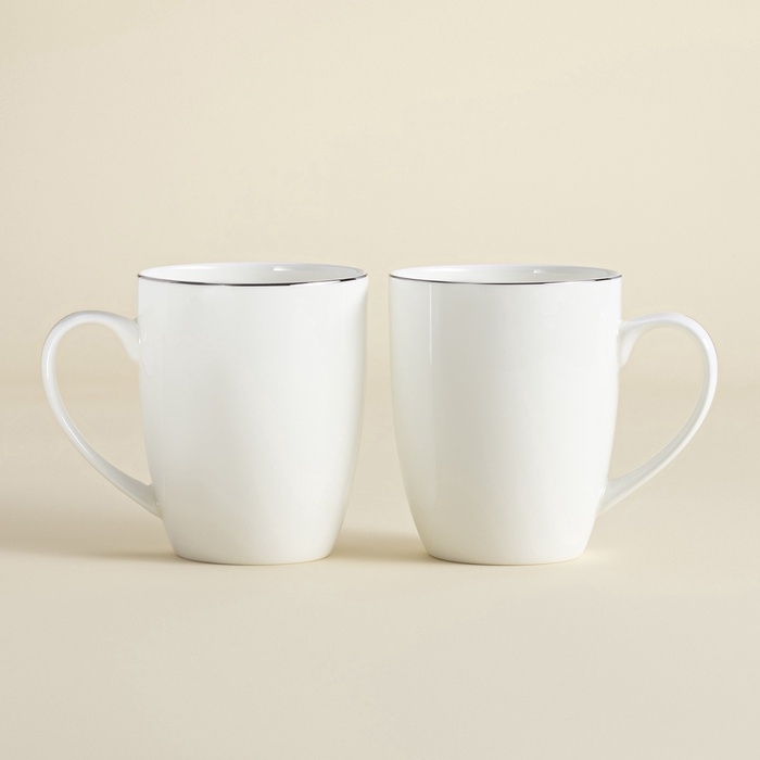 Кружки SL Home «Каскарон», 380 мл, 11,8×8,5×10,4 см, набор 2 шт, костяной фарфор, белые Кружки SL Home «Каскарон», 380 мл, 11,8×8,5×10,4 см, набор 2 шт, костяной фарфор, белые