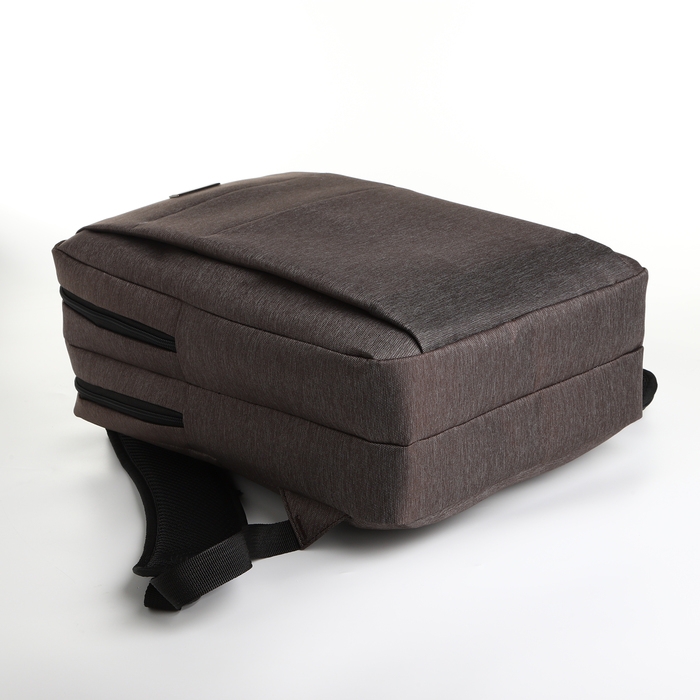 Рюкзак городской на молнии, 2 кармана, с USB, цвет коричневый Рюкзак городской на молнии, 2 кармана, с USB, цвет коричневый