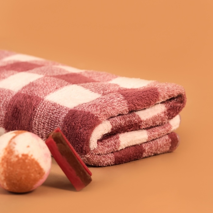 Полотенце банное Этель Полотенце банное Этель "Клетка", цв. розовый, 70х140 см, 100% п/э, 240 г/м2