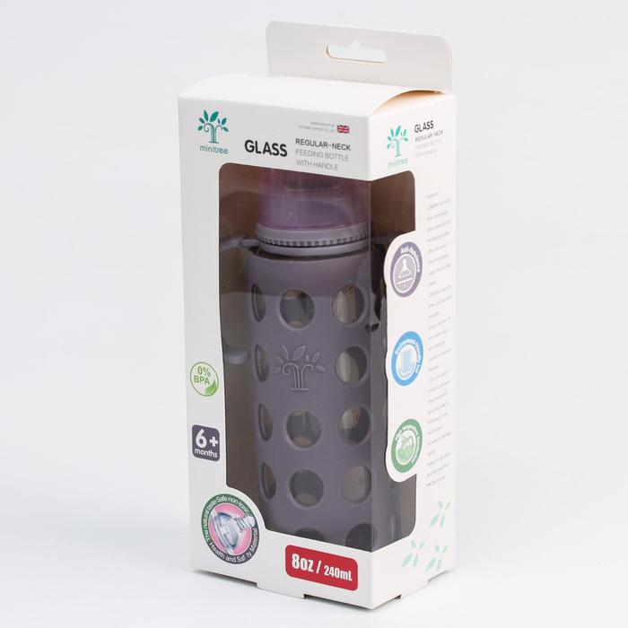 Бутылочка в силиконовом чехле, стекло, классическое горло, +6мес., 240мл., цвет МИКС для девочки Бутылочка в силиконовом чехле, стекло, классическое горло, +6мес., 240мл., цвет МИКС для девочки