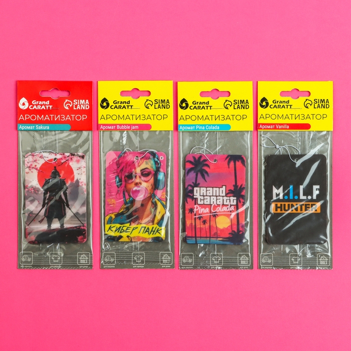 Набор ароматизаторов Grand Caratt PixelFresh, 4 шт: ваниль, баблгам, сакура, пина колада Набор ароматизаторов Grand Caratt PixelFresh, 4 шт: ваниль, баблгам, сакура, пина колада