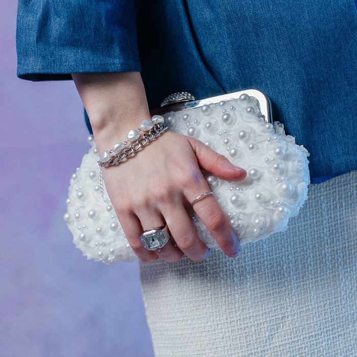 Браслет жемчуг «Цепь», цвет белый в серебре, L=16 см Браслет жемчуг «Цепь», цвет белый в серебре, L=16 см