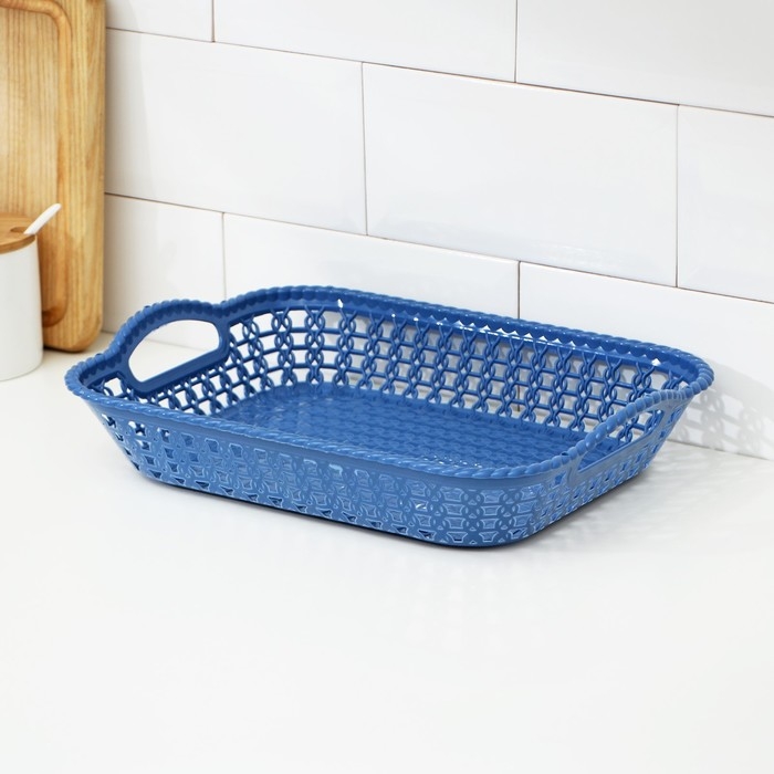 Поднос пластиковый прямоугольный Доляна «Плетение», 32×23×5 см, цвет МИКС Поднос пластиковый прямоугольный Доляна «Плетение», 32×23×5 см, цвет МИКС