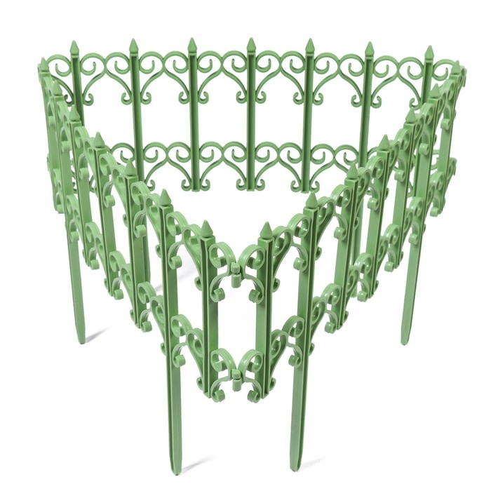 Ограждение декоративное, 25 × 180 см, 5 секций, пластик, салатовое, «Классика» Ограждение декоративное, 25 × 180 см, 5 секций, пластик, салатовое, «Классика»