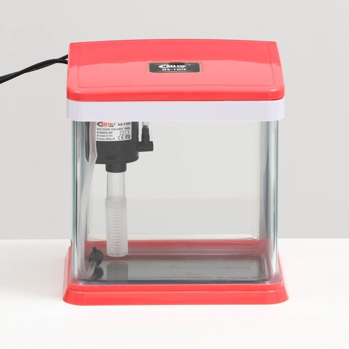 Аквариум SeaStar HX-180F в комплекте: LED-лампа, фильтр, 3,5 л, красный Аквариум SeaStar HX-180F в комплекте: LED-лампа, фильтр, 3,5 л, красный