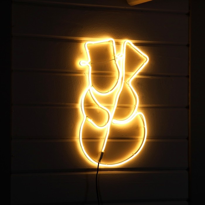 Неоновая фигура «Снеговик», 38 × 54 см, 336 LED, 220 В, свечение тёплое белое Неоновая фигура «Снеговик», 38 × 54 см, 336 LED, 220 В, свечение тёплое белое
