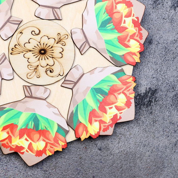 Подставка под горячее «Букет тюльпанов», D=20 см, можжевельник Подставка под горячее «Букет тюльпанов», D=20 см, можжевельник