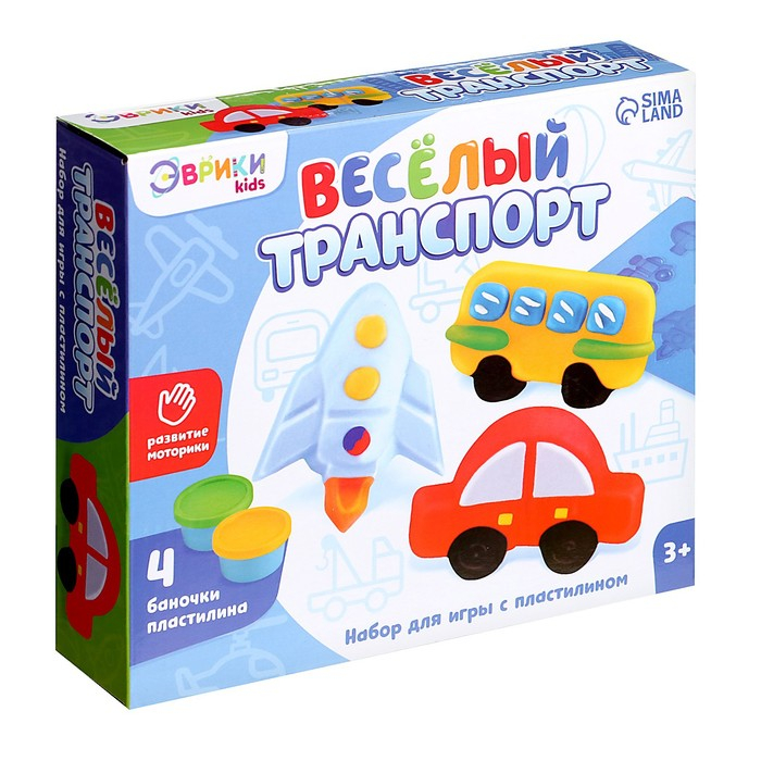 Набор для игры с пластилином &laquo;Весёлый транспорт&raquo;, 4 баночки с пластилином