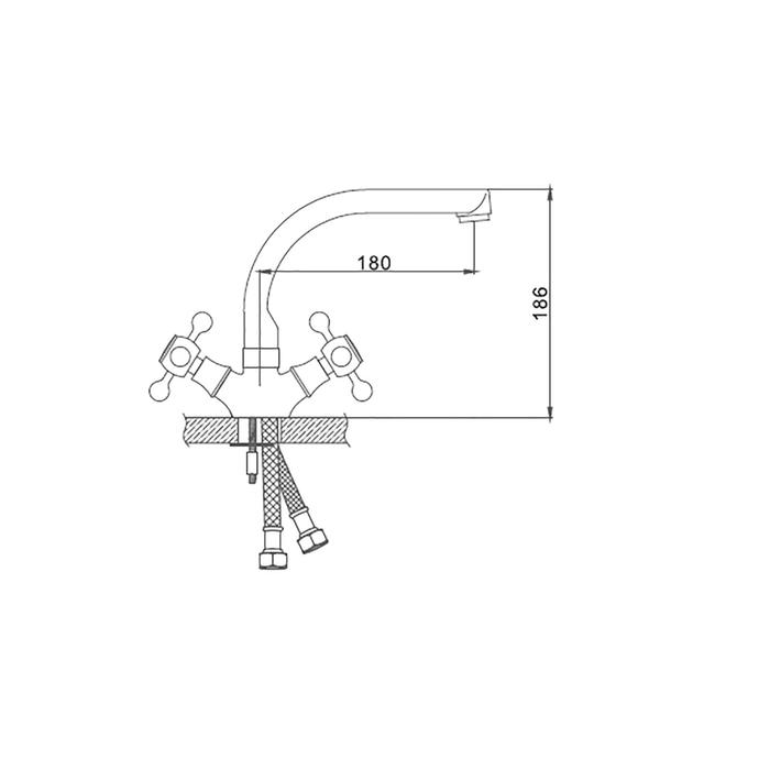 Смеситель для кухни Accoona A5876, двухрычажный, хром Смеситель для кухни Accoona A5876, двухрычажный, хром