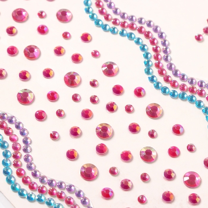 Наклейка пластик стразы "Река" розовая22,5х11,5 см