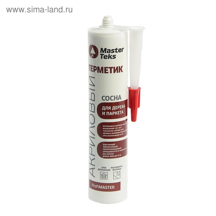 Герметик MasterTeks Profmaster, для дерева и паркета, акриловый, сосна, 290 мл Герметик MasterTeks Profmaster, для дерева и паркета, акриловый, сосна, 290 мл