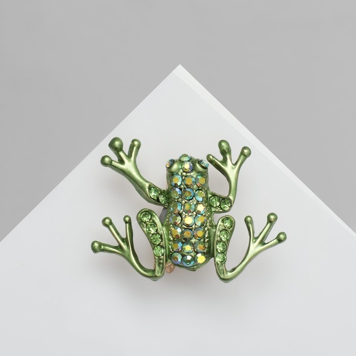Брошь «Лягушка» волшебная, цвет зелёный в золоте Брошь «Лягушка» волшебная, цвет зелёный в золоте