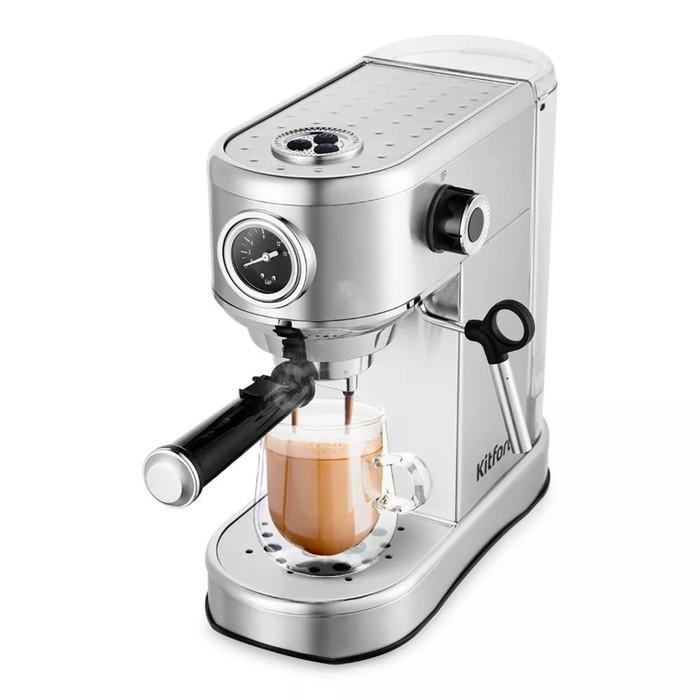 Кофеварка Kitfort КТ-7193, рожковая, 1450 Вт, 1 л, капучинатор, серебристая Кофеварка Kitfort КТ-7193, рожковая, 1450 Вт, 1 л, капучинатор, серебристая