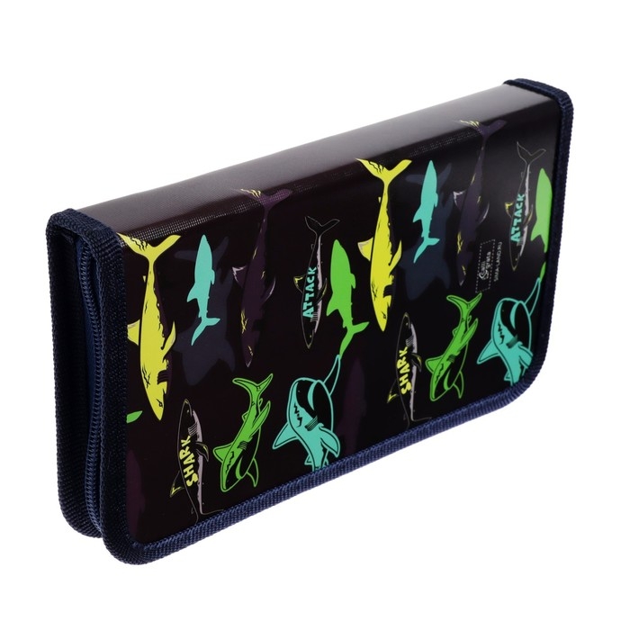 Пенал 1 секция 115 х 205 х 30 мм, Calligrata Пенал 1 секция 115 х 205 х 30 мм, Calligrata "Акула", ламинированный картон