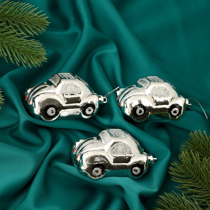 Набор украшений пластик 3 шт Набор украшений пластик 3 шт "Автолегенда" 7,5х4 см, серебро