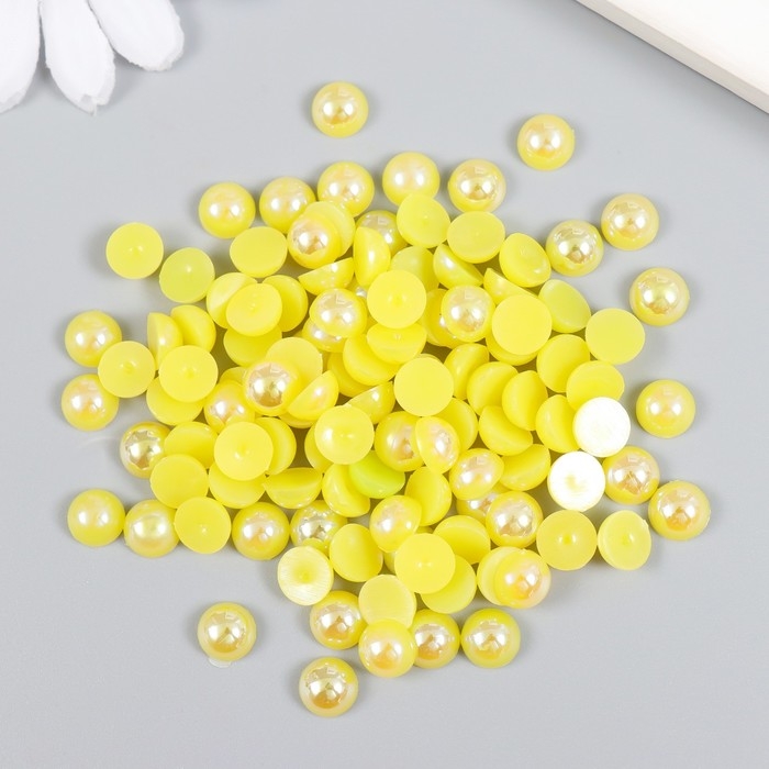 Декор для творчества пластик Декор для творчества пластик "Половинки бусин. Жёлтый" 20 гр 0,8х0,8 см