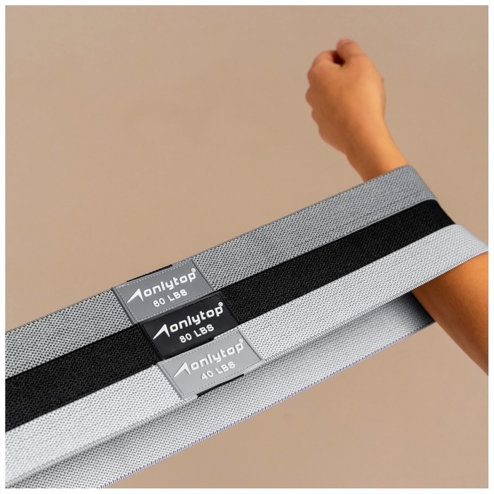 Набор из 3 петель для фитнеса ONLYTOP: нагрузка 18, 27, 36 кг, 204х4 см Набор из 3 петель для фитнеса ONLYTOP: нагрузка 18, 27, 36 кг, 204х4 см