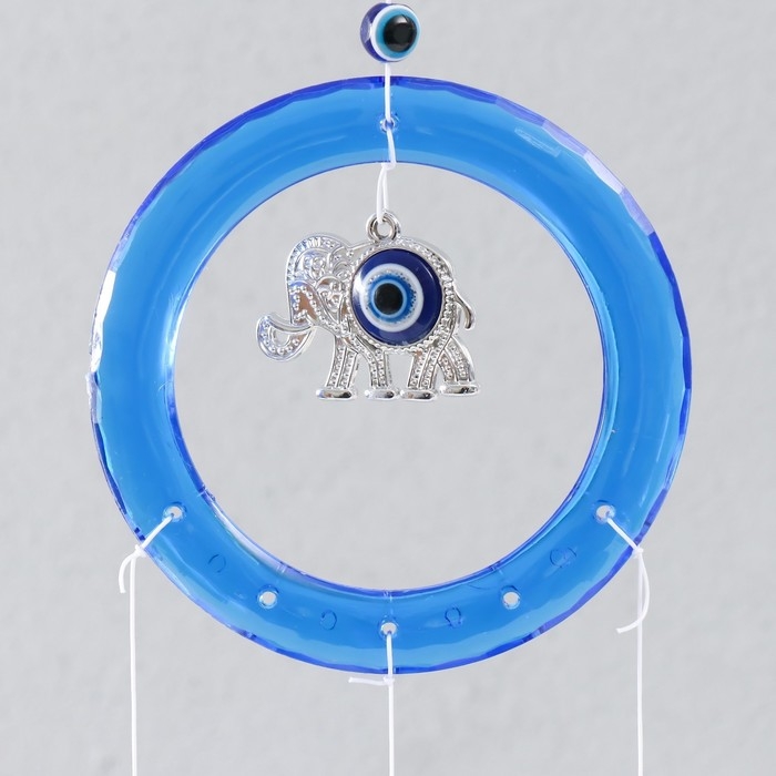 Музыка ветра пластик, металл Музыка ветра пластик, металл "Слоник в круге с перьями" 3 колокольчика h=38 см