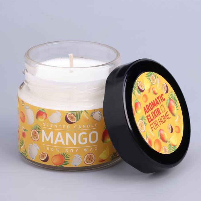 Свеча ароматическая в банке  Свеча ароматическая в банке "Манго маракуйя", совый воск, 80 г