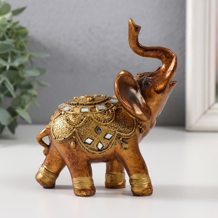 Сувенир полистоун Сувенир полистоун "Слон в золотой попоне со стразами" 11х5,7х13 см