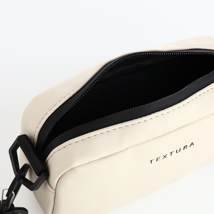 Сумка женская на молнии, TEXTURA, маленький размер, длинный ремень, цвет бежевый