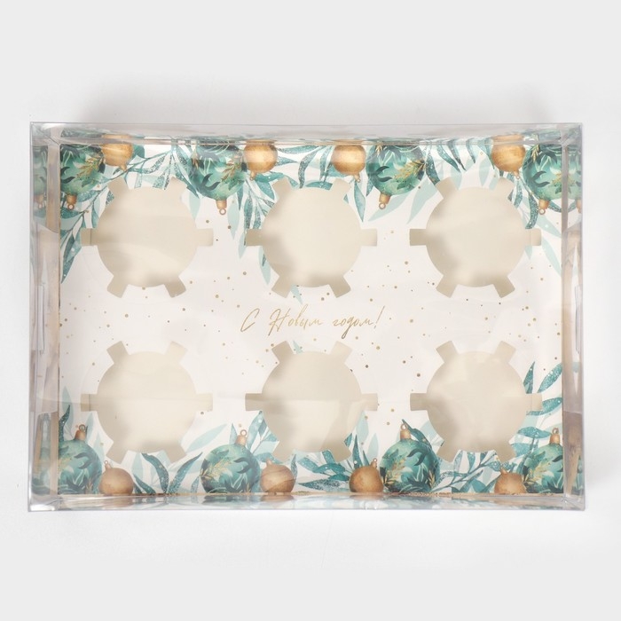 Коробка для капкейка «Мрамор», 23 х 16 х 11.5 см, Новый год Коробка для капкейка «Мрамор», 23 х 16 х 11.5 см, Новый год