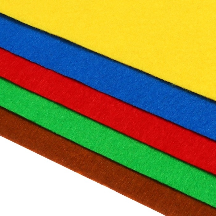 Фетр цветной набор, толщина-1 мм, формат А4, мягкий, 5 листов, 5 цветов, яркие цвета Фетр цветной набор, толщина-1 мм, формат А4, мягкий, 5 листов, 5 цветов, яркие цвета