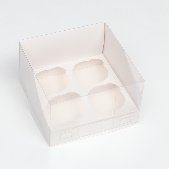 Коробка для 4 капкейков, белая 16 х 16 х 14 см Коробка для 4 капкейков, белая 16 х 16 х 14 см