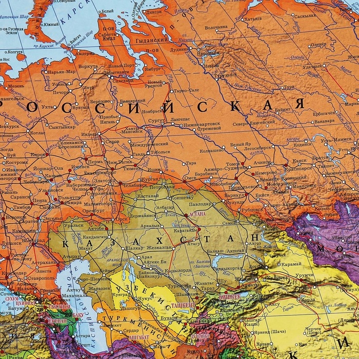 Карта настенная «Мир Политический», 101х69 см, 1:27,5 млн, ламинированная Карта настенная «Мир Политический», 101х69 см, 1:27,5 млн, ламинированная