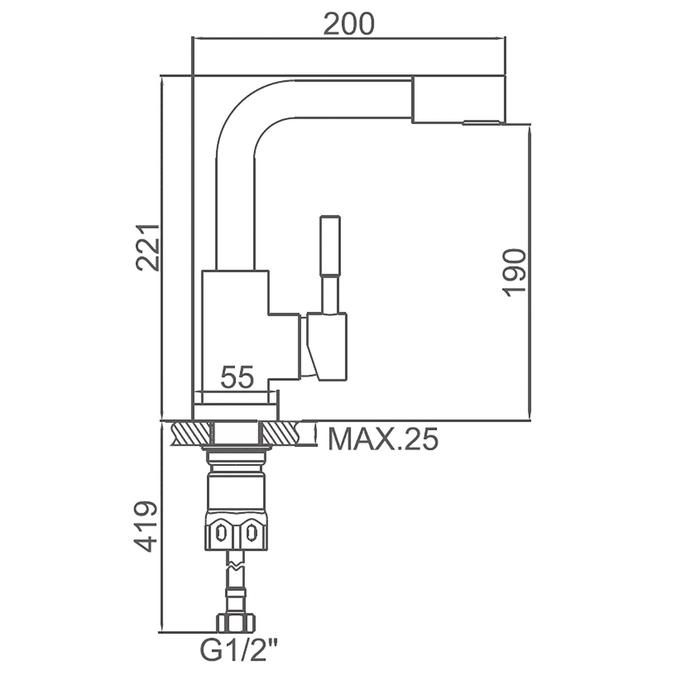 Cмеситель для раковины Accoona A9690-2, однорычажный, с гайкой, нержавеющая сталь Cмеситель для раковины Accoona A9690-2, однорычажный, с гайкой, нержавеющая сталь