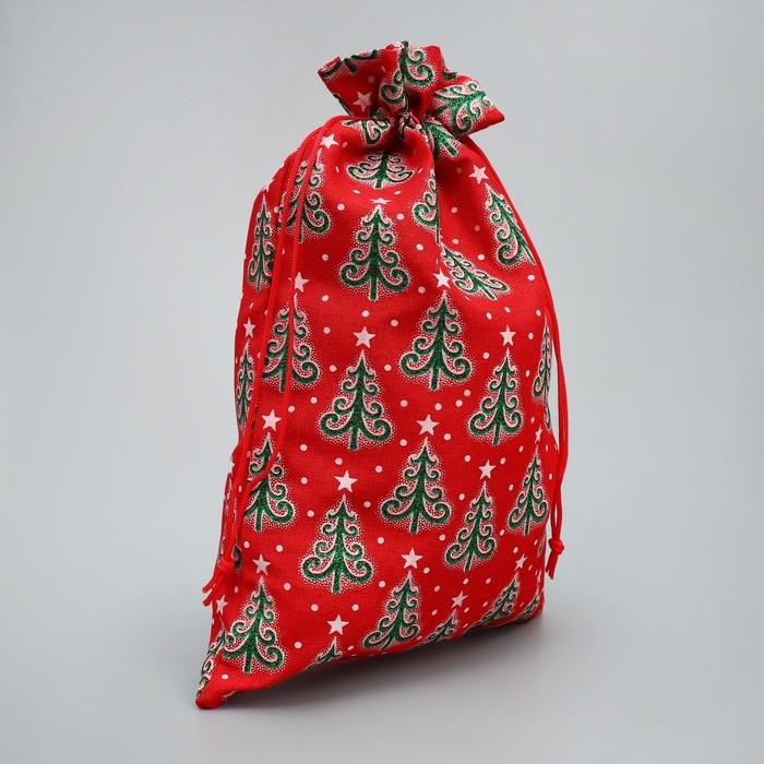 Мешочек подарочный холща «Добра в Новом Году», ёлки, 20 х 30 см +/- 1.5 см, Новый год