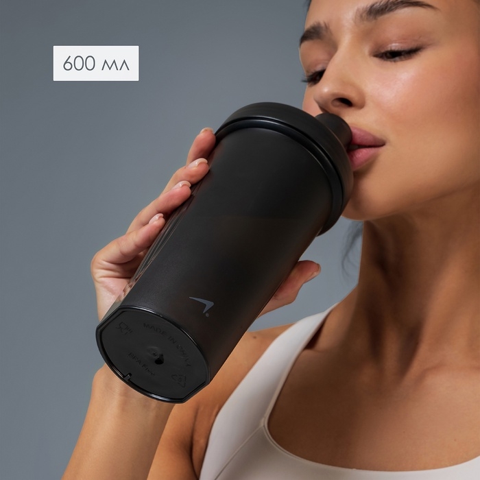 Шейкер для спортивного питания Onlytop, 600 мл, цвет черный Шейкер для спортивного питания Onlytop, 600 мл, цвет черный
