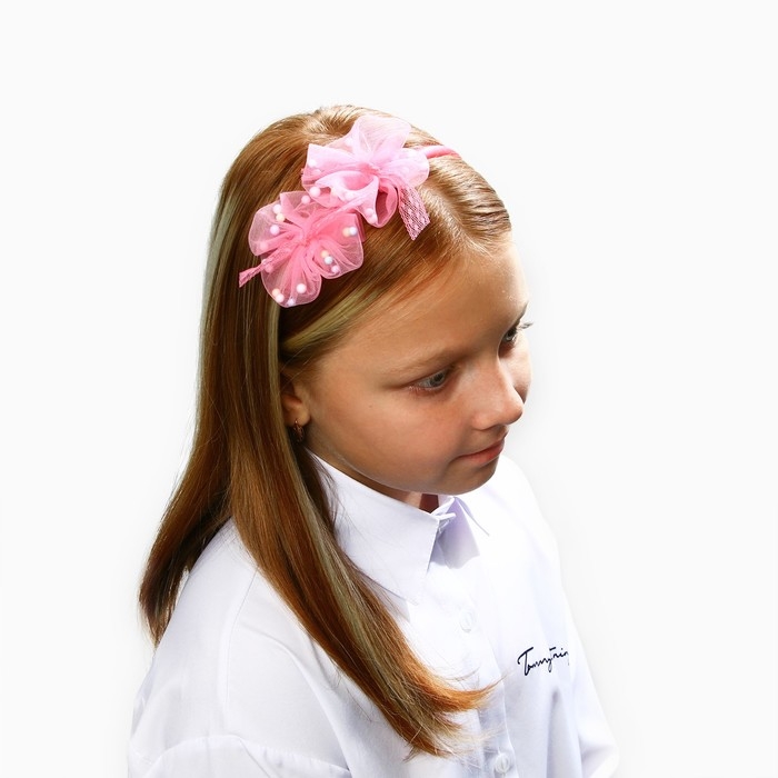 Ободок для волос розовый, цветы, 11 см, Коты аристократы Ободок для волос розовый, цветы, 11 см, Коты аристократы