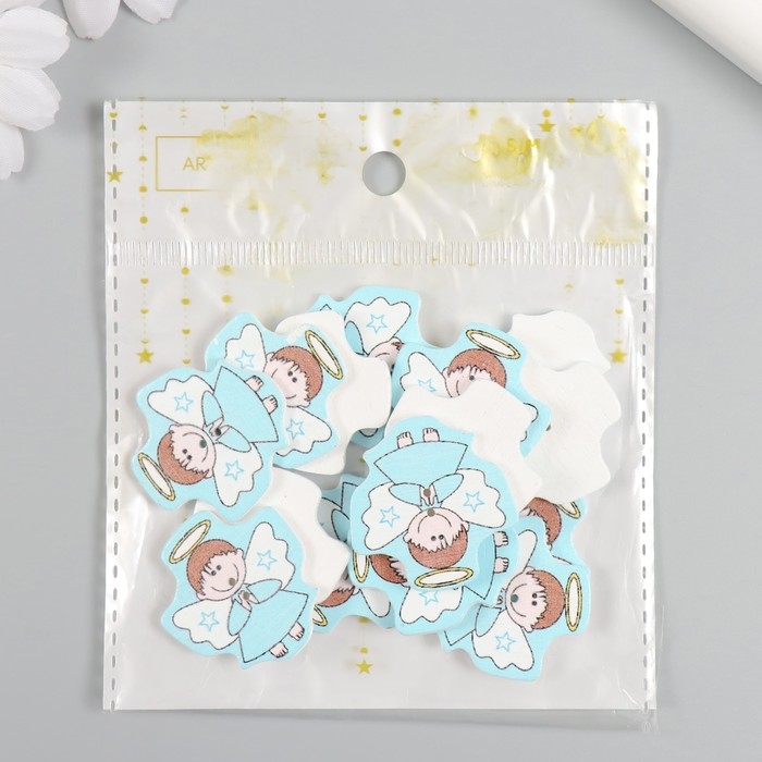 Пуговицы дерево для творчества 2 прокола Пуговицы дерево для творчества 2 прокола "Ангел в голубом" набор 15 шт 2,8х3,1 см